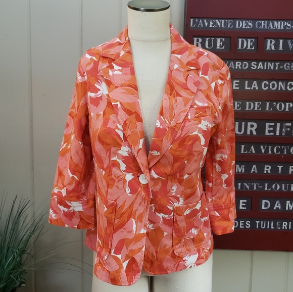Coldwater Creek Jackets & Blazers - Coldwater Creek | PM floral blazer orange …